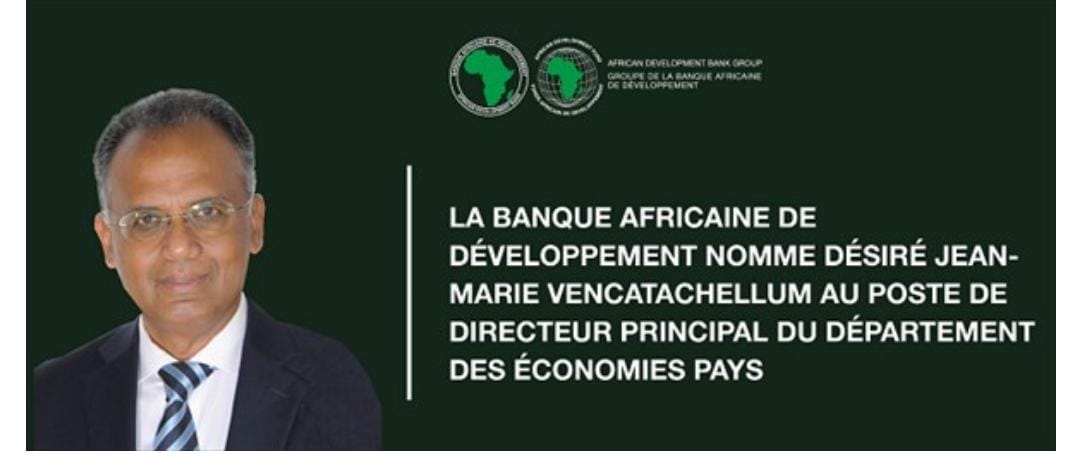 BAD : Désiré Vencatachellum, nouveau directeur principal du Département des économies  pays